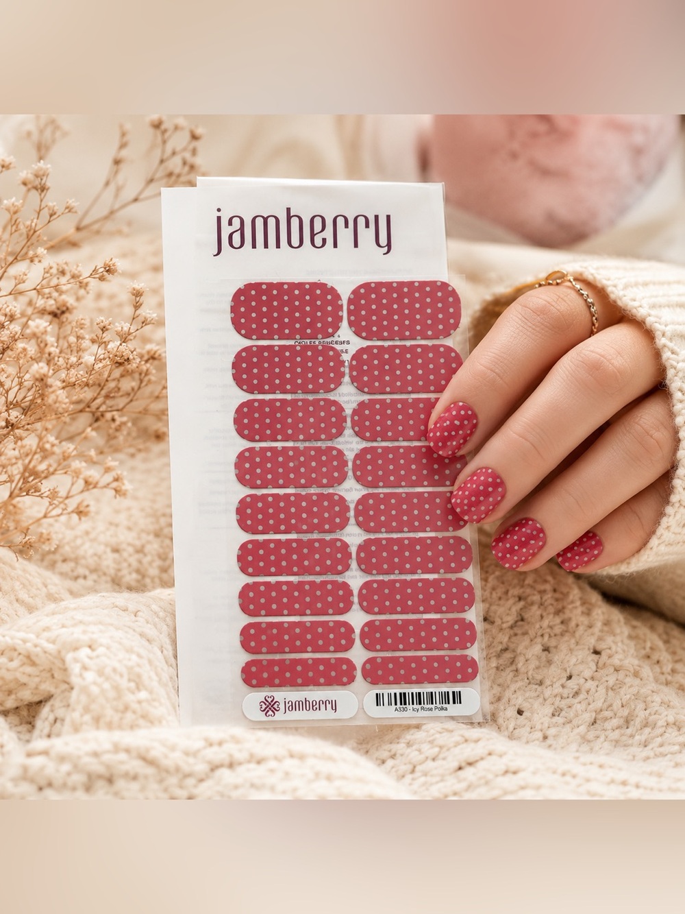 Jamberry Nail Wraps: Icy Rose Polka | Buy Three Get One Free